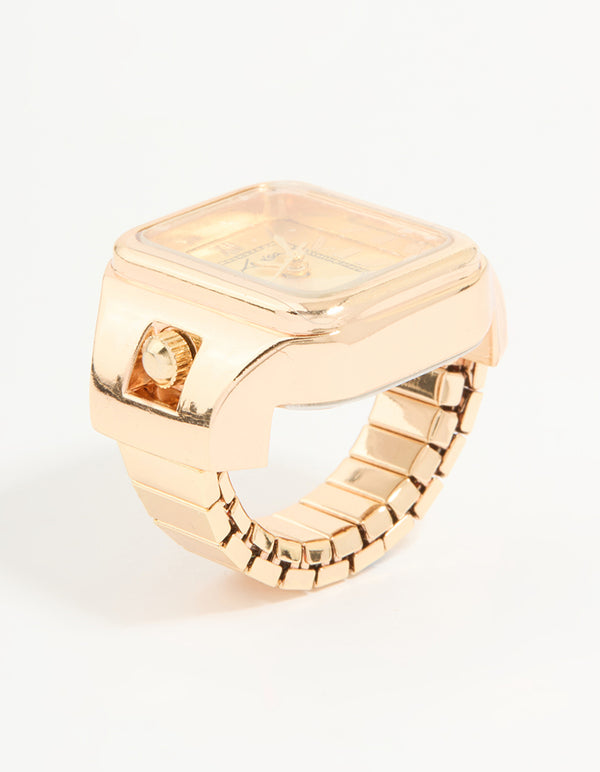 Gold Roman Numeral Watch Ring