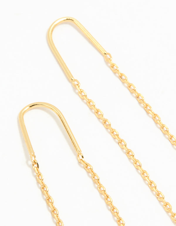 Gold Plated Cubic Zirconia Thread Through Earrings