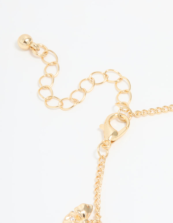Gold Plated Diamante Mini Bow Charm Bracelet