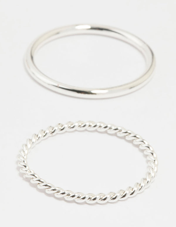 Silver Thick Simple Stacking Rings 12-Pack