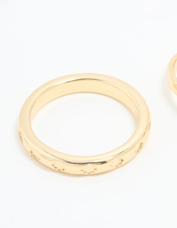 Gold Plated Compass & Star Stacking Rings 4-Pack