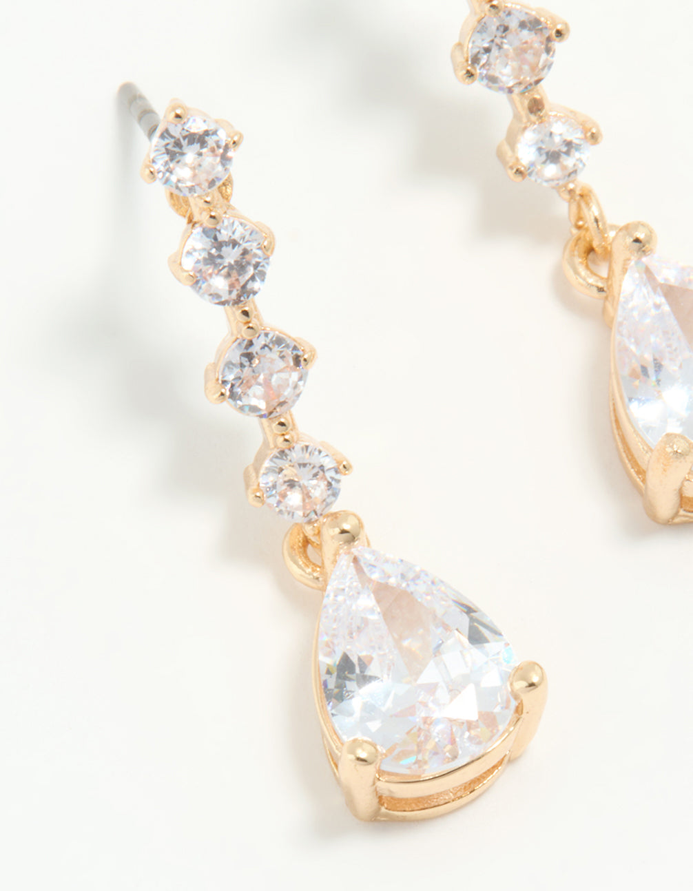 Gold Cubic Zirconia Mini Pear Drop Earrings