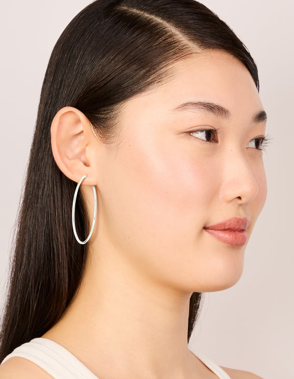 Silver Plain Thin Hoop Earrings
