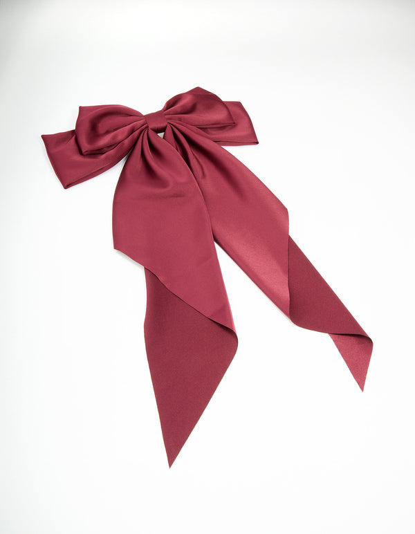 Burgundy Bow Drop Bow Hair Clip