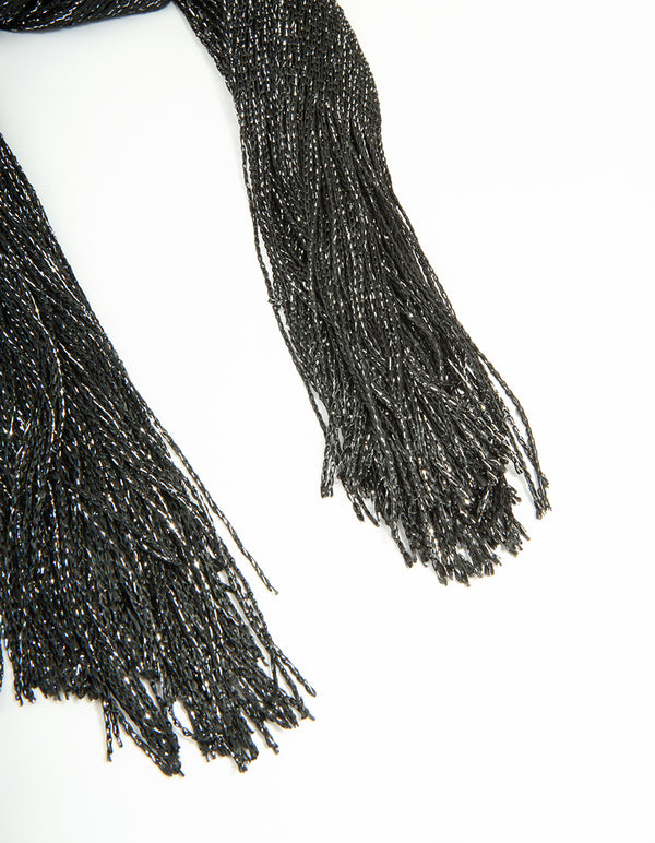 Black Glitter Fabric Draped Scarf