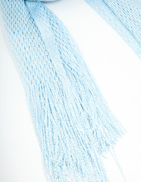 Blue Glitter Fabric Draped Scarf