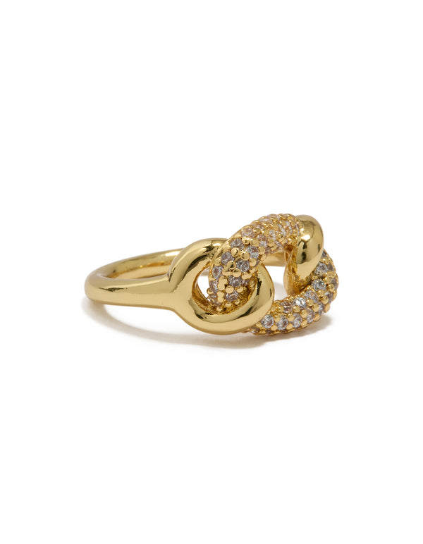 Gold Plated Cubic Zirconia Knot Ring