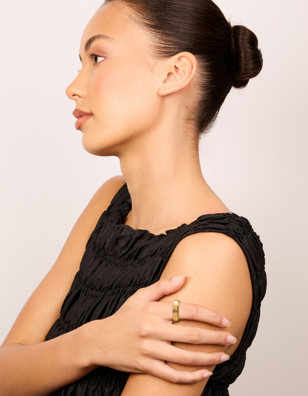 Waterproof Gold Plated Stainless Steel Cubic Zirconia Spinner Ring