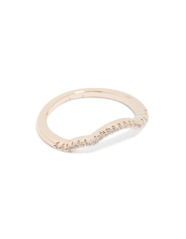 Rose Gold Plated Pearl Stacked Rings 3-Pack