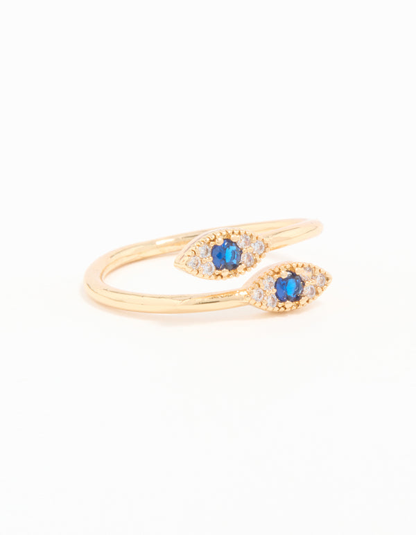 Gold Plated Evil Eye Wrap Ring