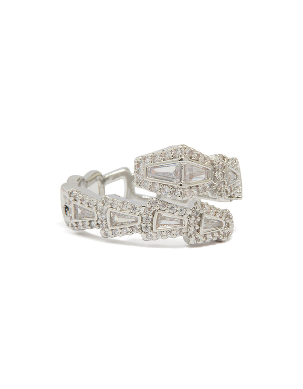 Silver Cubic Zirconia Point Wrap Ring