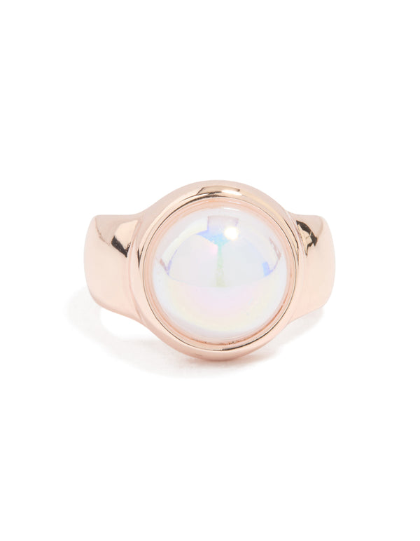 Rose Gold Pearl Statement Ring
