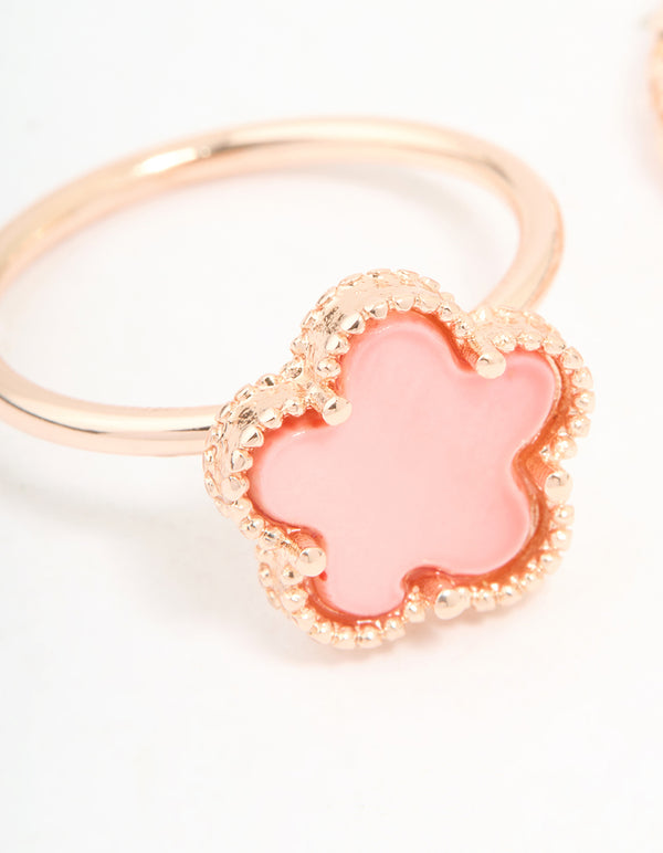 Rose Gold Flower Petal Rings 2-Pack