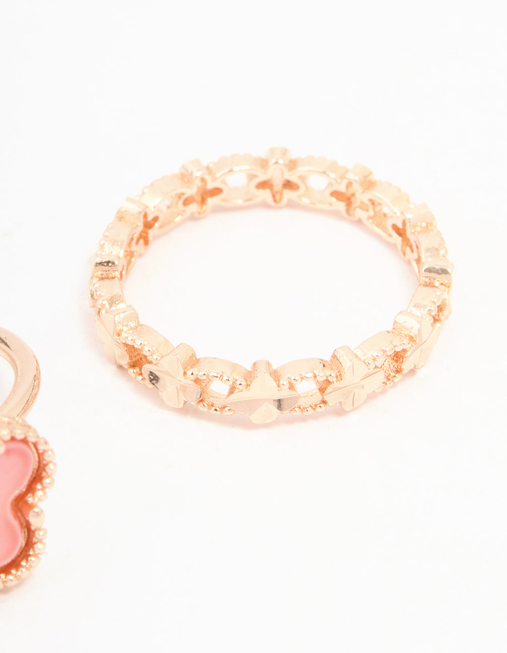 Rose Gold Flower Petal Rings 2-Pack