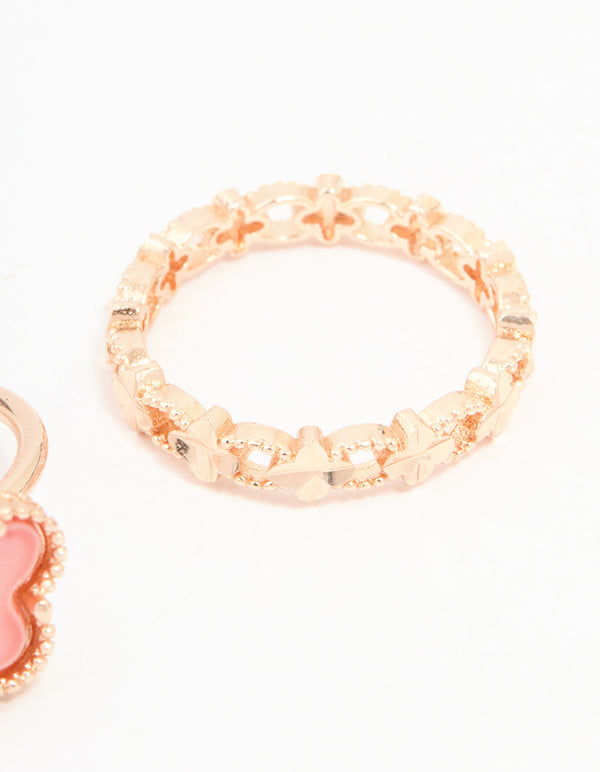 Rose Gold Flower Petal Rings 2-Pack