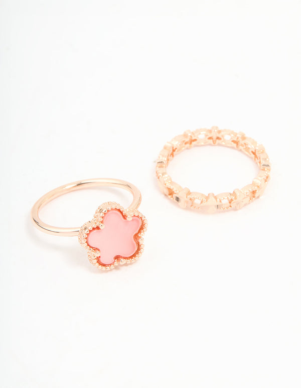Rose Gold Flower Petal Rings 2-Pack