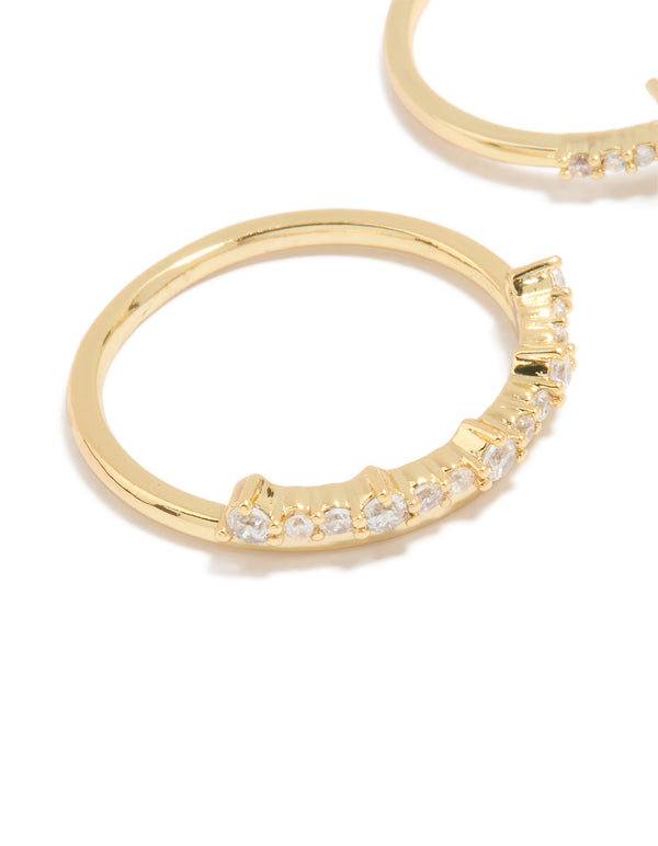 Gold Plated Cubic Zirconia Butterfly & Pointed Rings 3-Pack