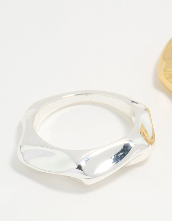 Mixed Metal Textured 2-Rings