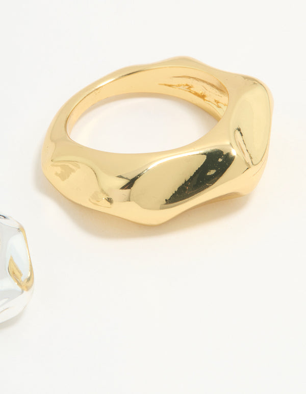 Mixed Metal Textured 2-Rings