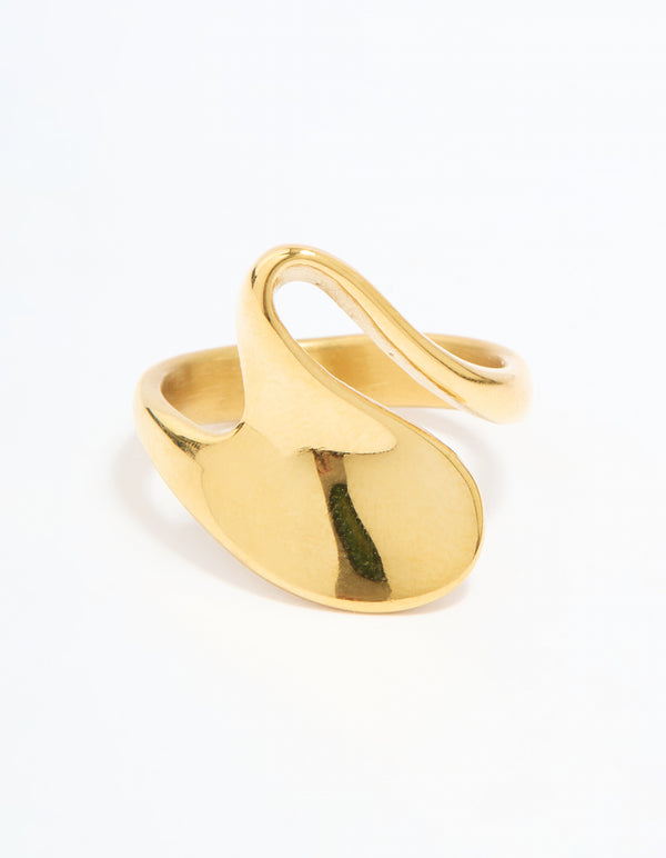 Waterproof Gold Plated Stainless Steel Open Swirl Ring