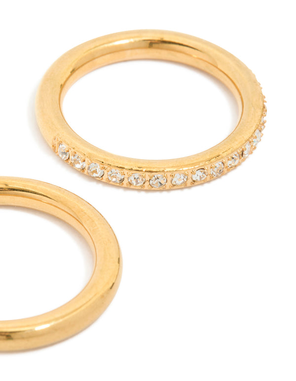 Waterproof Gold Plated Stainless Steel Triple Band Stacker Ring