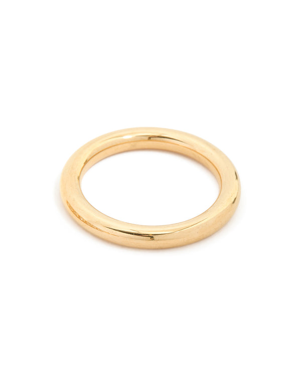 Displaying waterproof gold plated triple band stacking rings in a 3-pack side view