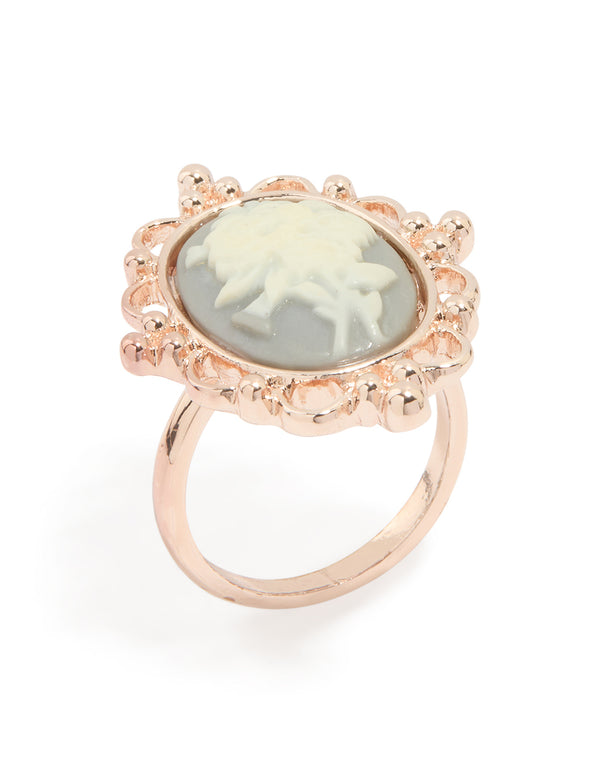 Rose Gold Flower Cameo Ring