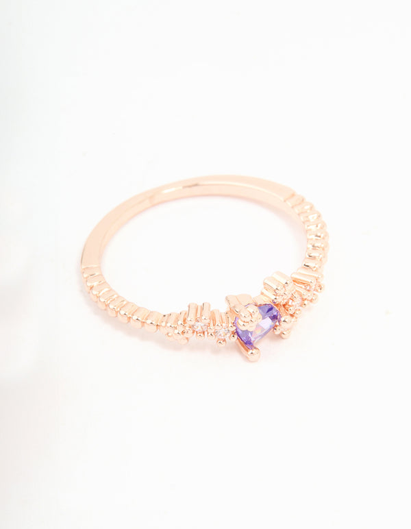 Rose Gold Cubic Zirconia Dainty Butterfly Rings 2-Pack