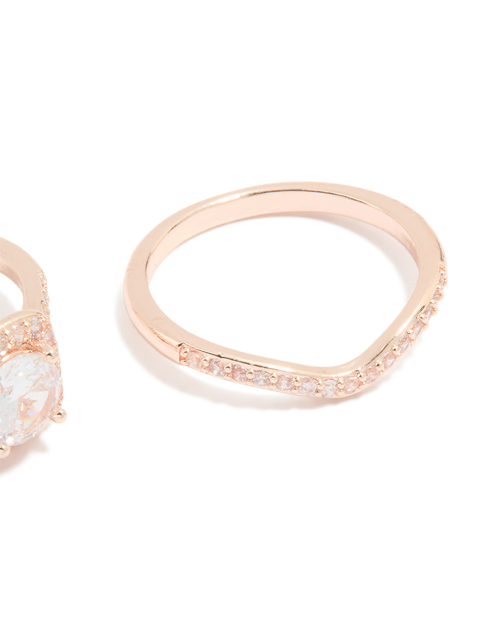 Rose Gold Cubic Zirconia & Pointed Rings 3-Pack