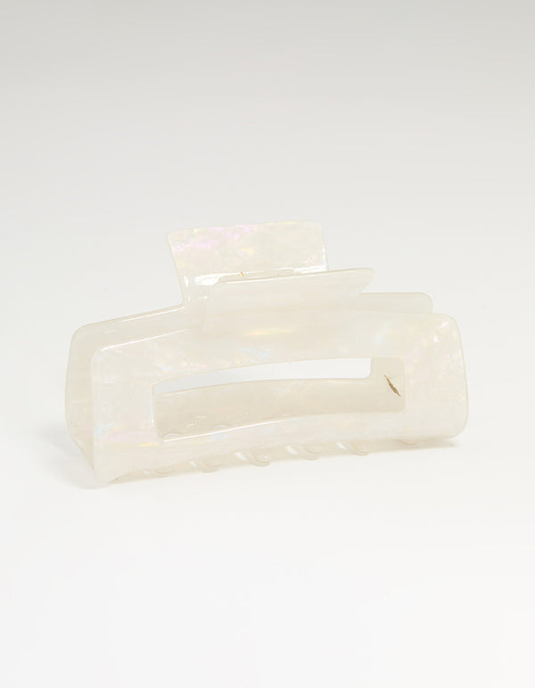 White Acrylic Rectangle Claw Clip