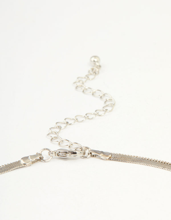 Silver Snake Chain & Organic Pendant Layered Necklace