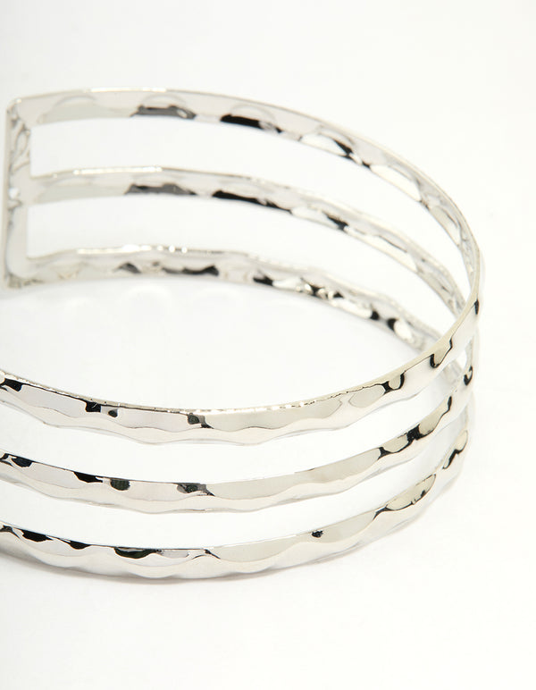 Silver Hammered Layered Arm Cuff
