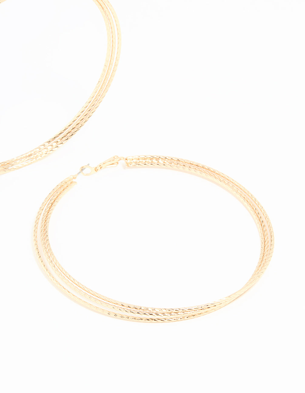 Gold Textured Large Hoop Earrings