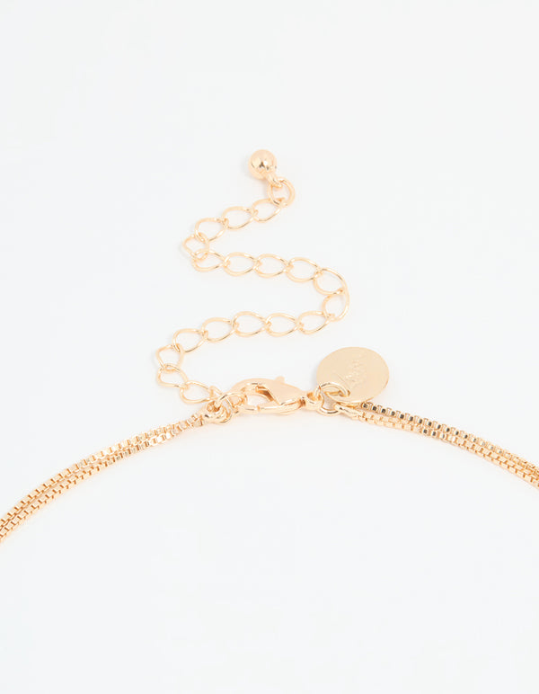 Gold Disc Pendant & Tassel Layered Necklace