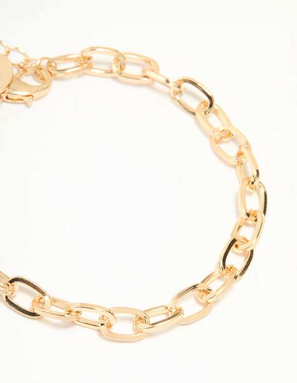 Gold Smooth & Chain Bracelets 4-Pack
