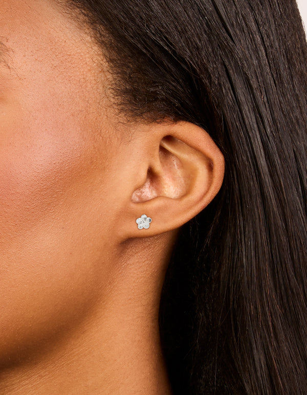 Sterling Silver Frangipani Stud Earrings