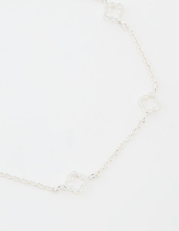Sterling Silver Hollow Flower Bracelet