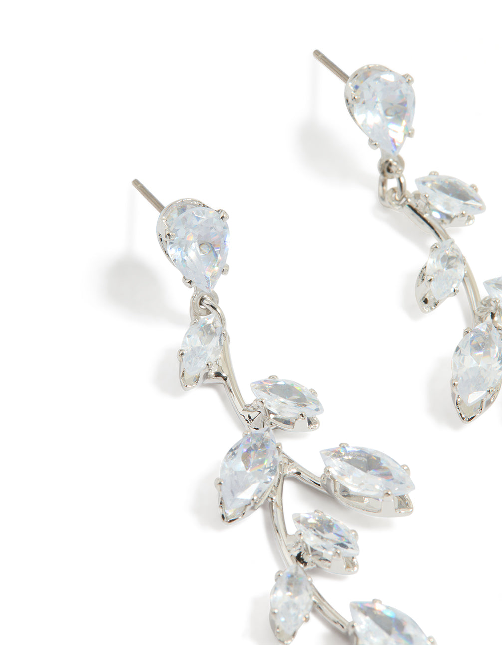 Silver Cubic Zirconia Vine Drop Earrings