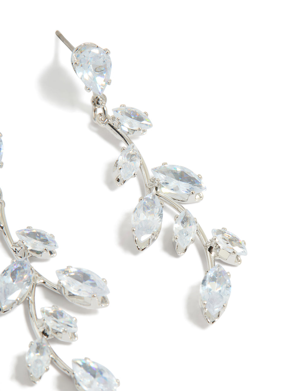 Silver Cubic Zirconia Vine Drop Earrings