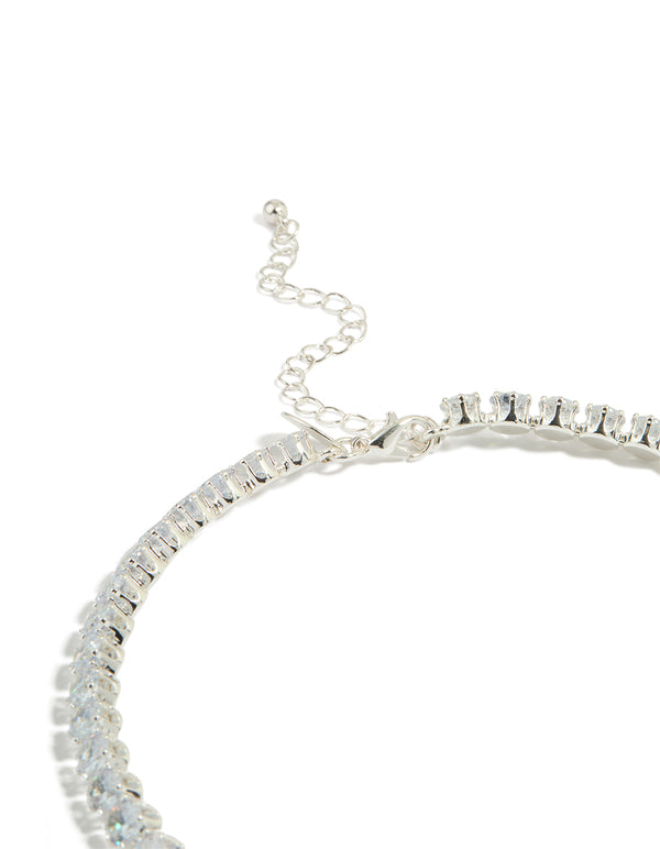 Silver Cubic Zirconia Navette Tennis Set