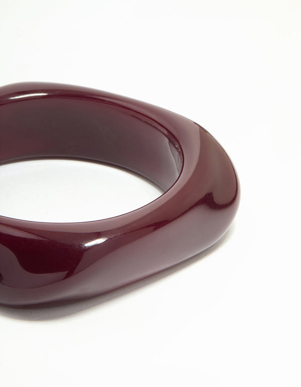 Dark Red Acrylic Square & Oval Bangle