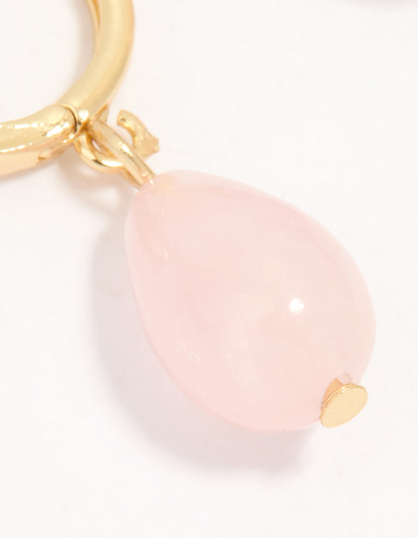 Gold Plated Cubic Zirconia Semi Precious Drop Earrings