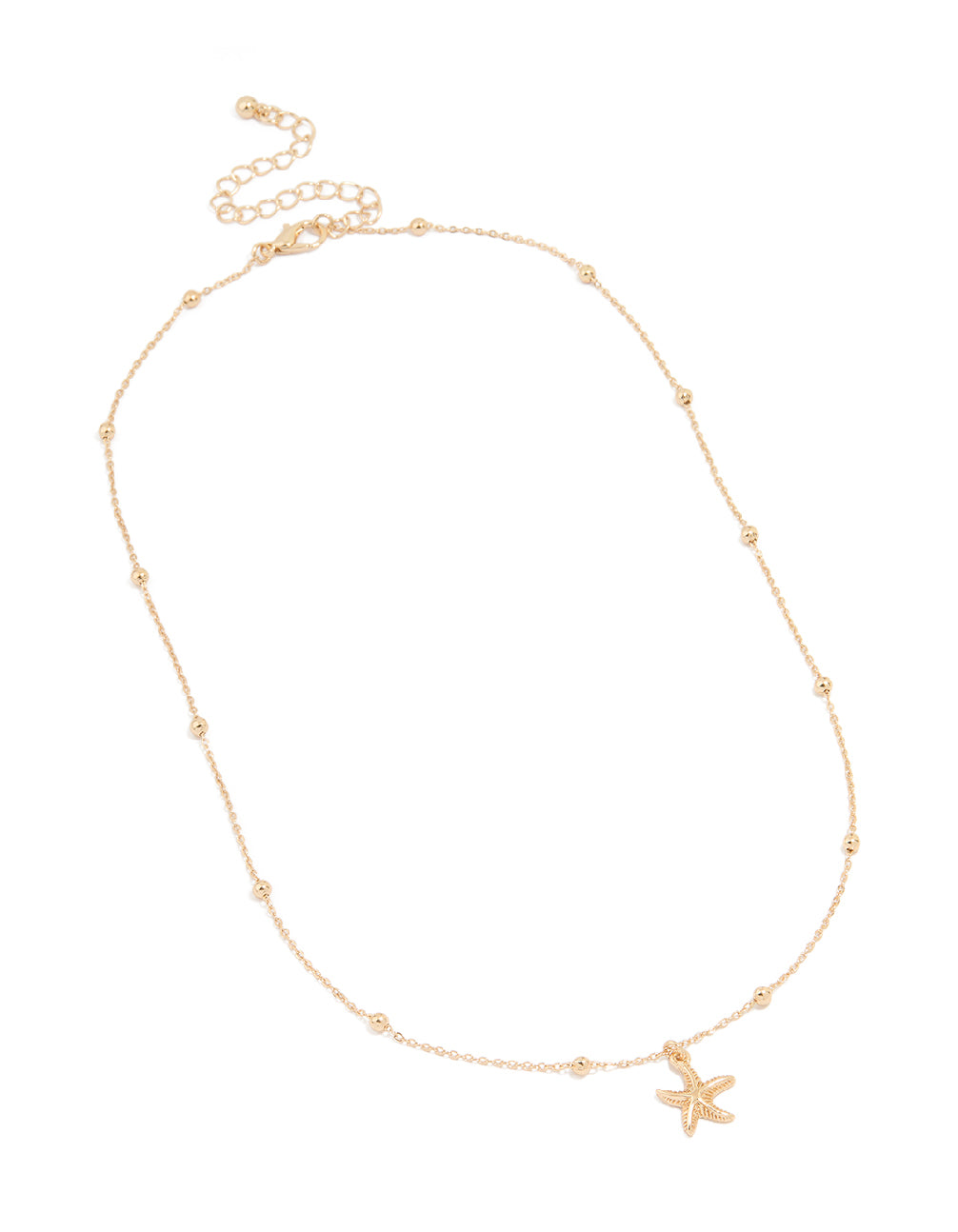 Gold Textured Starfish Pendant Necklace