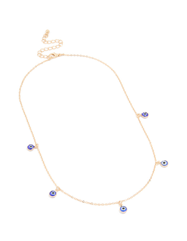 Gold Enamel Evil Eye Necklace