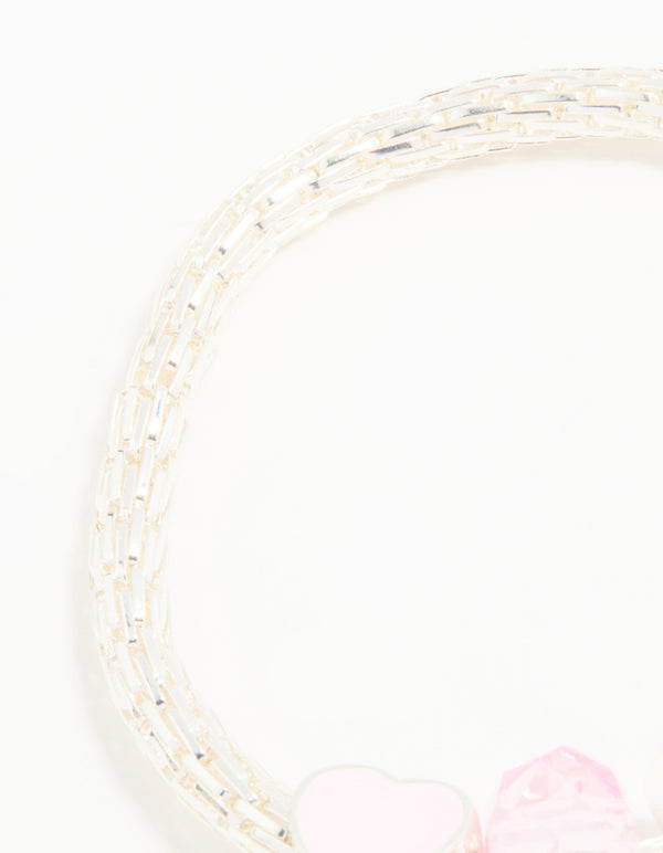 Kids Silver Beaded Rainbow Bracelet & Ring Pack