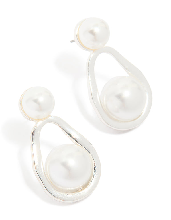 Silver Pearl Pear Drop Earrings
