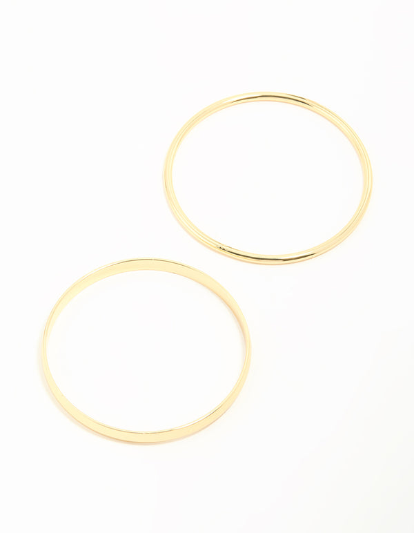 Gold Plated Smooth Bangles 2-Pack