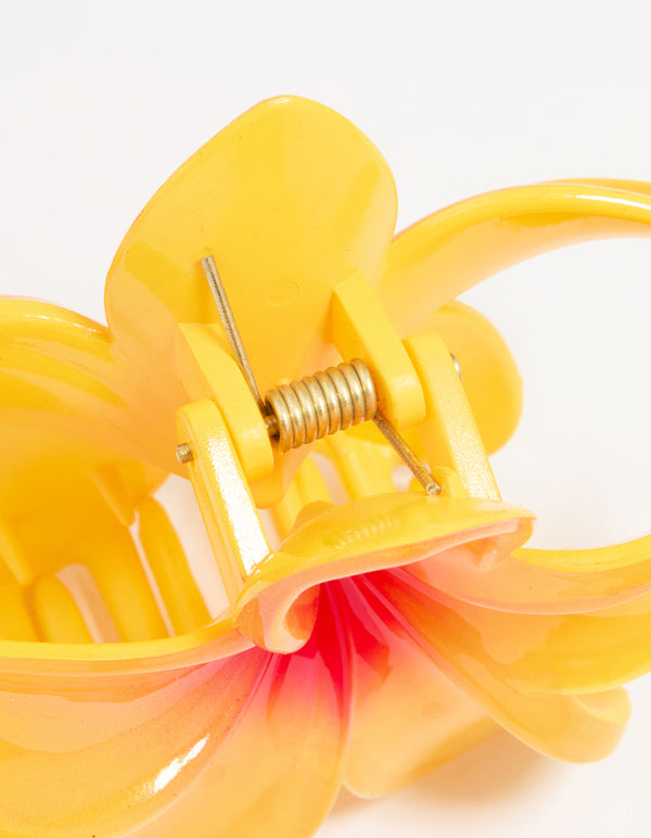 Yellow & Orange Ombre Frangipani Claw Clip