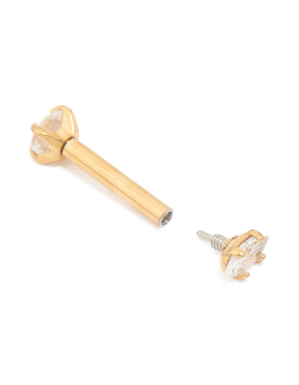 Gold Plated Surgical Steel Cubic Zirconia Reversible Flat Back Stud