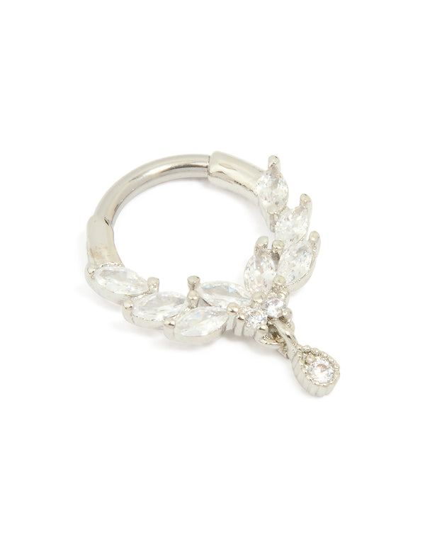 Surgical Steel Cubic Zirconia Marquise Clicker Ring